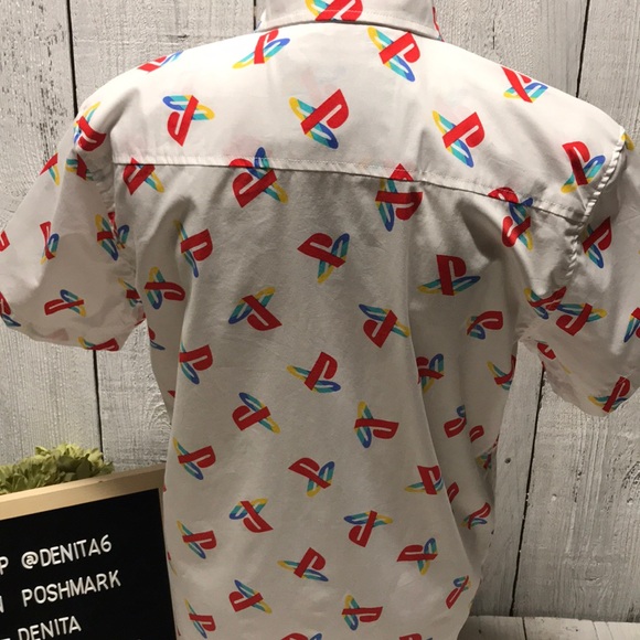 Men’s PlayStation Logo Button Down Shirt M - Picture 4 of 6